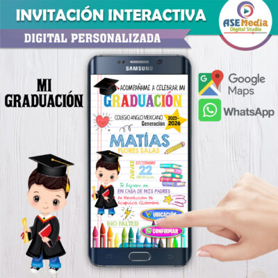 Mi Graduación de Kinder para Niña – Invitación Interactiva para WhatsApp