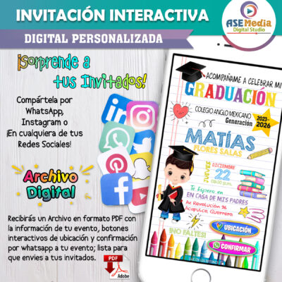 Mi Graduación de Kinder para Niña – Invitación Interactiva para WhatsApp