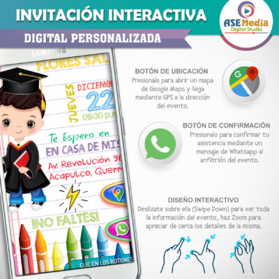 Mi Graduación de Kinder para Niña – Invitación Interactiva para WhatsApp