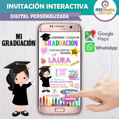 Mi Graduación de Kinder para Niña – Invitación Interactiva para WhatsApp