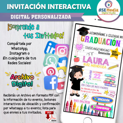 Mi Graduación de Kinder para Niña – Invitación Interactiva para WhatsApp