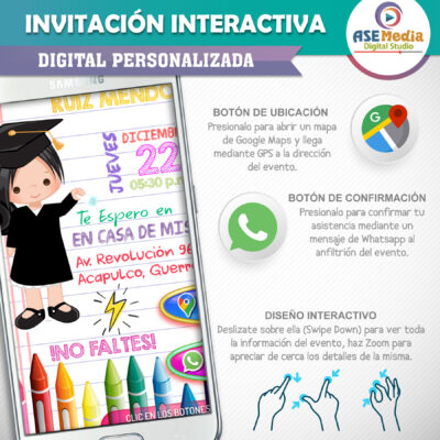 Mi Graduación de Kinder para Niña – Invitación Interactiva para WhatsApp