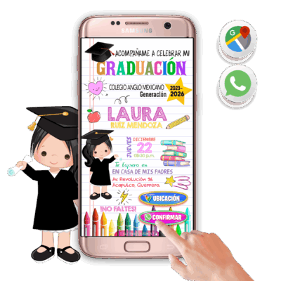 Mi Graduación de Kinder para Niña – Invitación Interactiva para WhatsApp