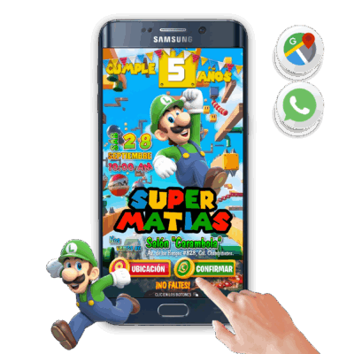 Luigi de Mario Bros – Invitación Interactiva de Cumpleaños para WhatsApp