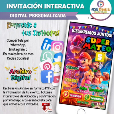 Mario Bros La Pelicula – Invitación Interactiva de Cumpleaños para WhatsApp