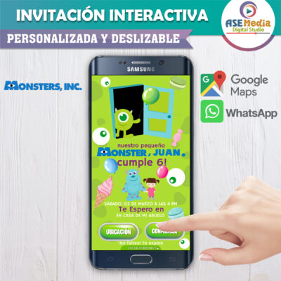 Monster Inc, Sullivan – Invitación Interactiva de Cumpleaños para WhatsApp