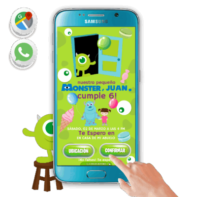 Monster Inc, Mike – Invitación Interactiva de Cumpleaños para WhatsApp