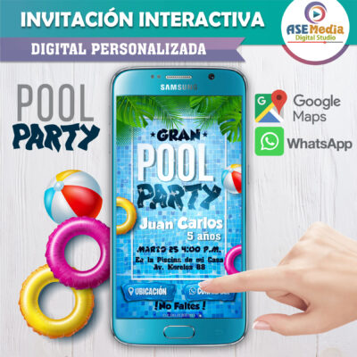 Pool Party – Invitación Interactiva de Cumpleaños para WhatsApp