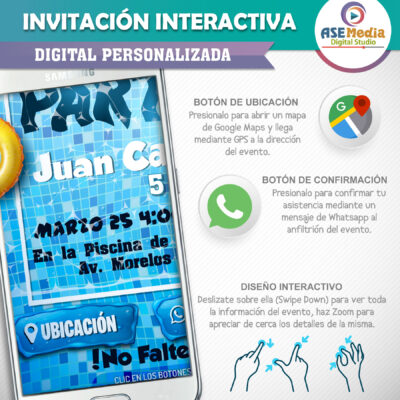 Pool Party – Invitación Interactiva de Cumpleaños para WhatsApp