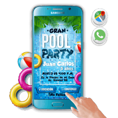 Pool Party – Invitación Interactiva de Cumpleaños para WhatsApp