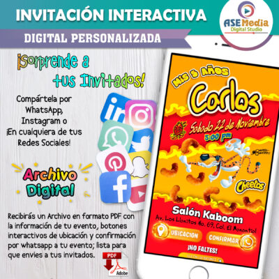 Takis Fuego – Invitación Interactiva de Cumpleaños para WhatsApp