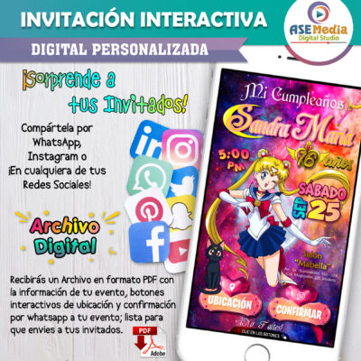 Sailor Moon – Invitación Interactiva de Cumpleaños para WhatsApp