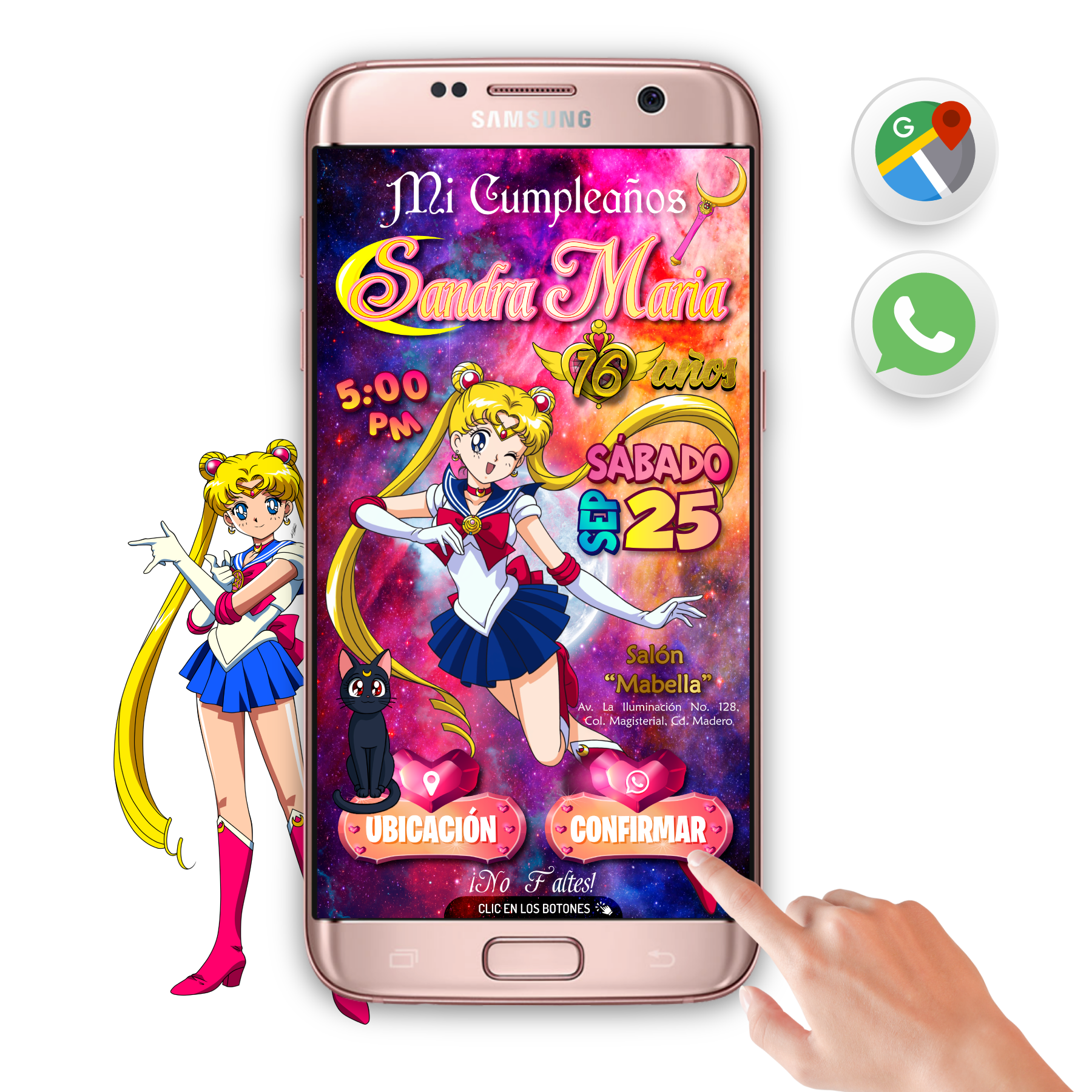 Sailor Moon – Invitación Interactiva de Cumpleaños para WhatsApp