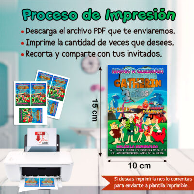 Los Picapiedra Invitación de Cumpleaños Digital Personalizada