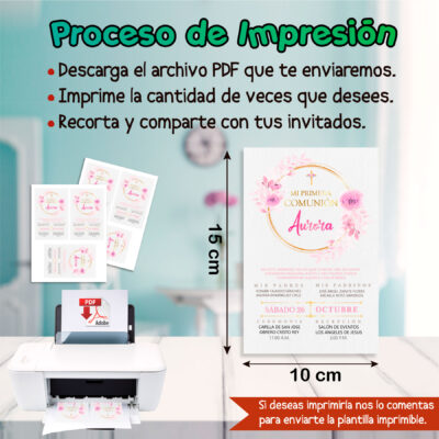 Mi Primera Comunión Rosa Invitación Digital