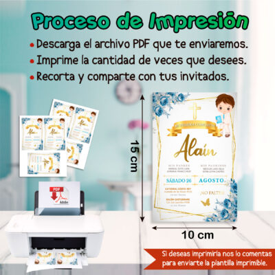 Mi Primera Comunión Dorado Boho Invitación Digital