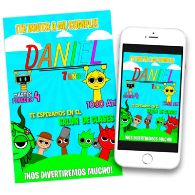 Sprunki – Invitación Digital de Cumpleaños