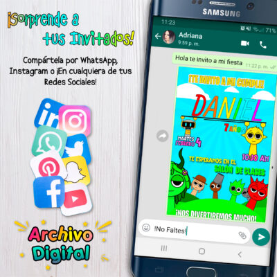 Sprunki – Invitación Digital de Cumpleaños