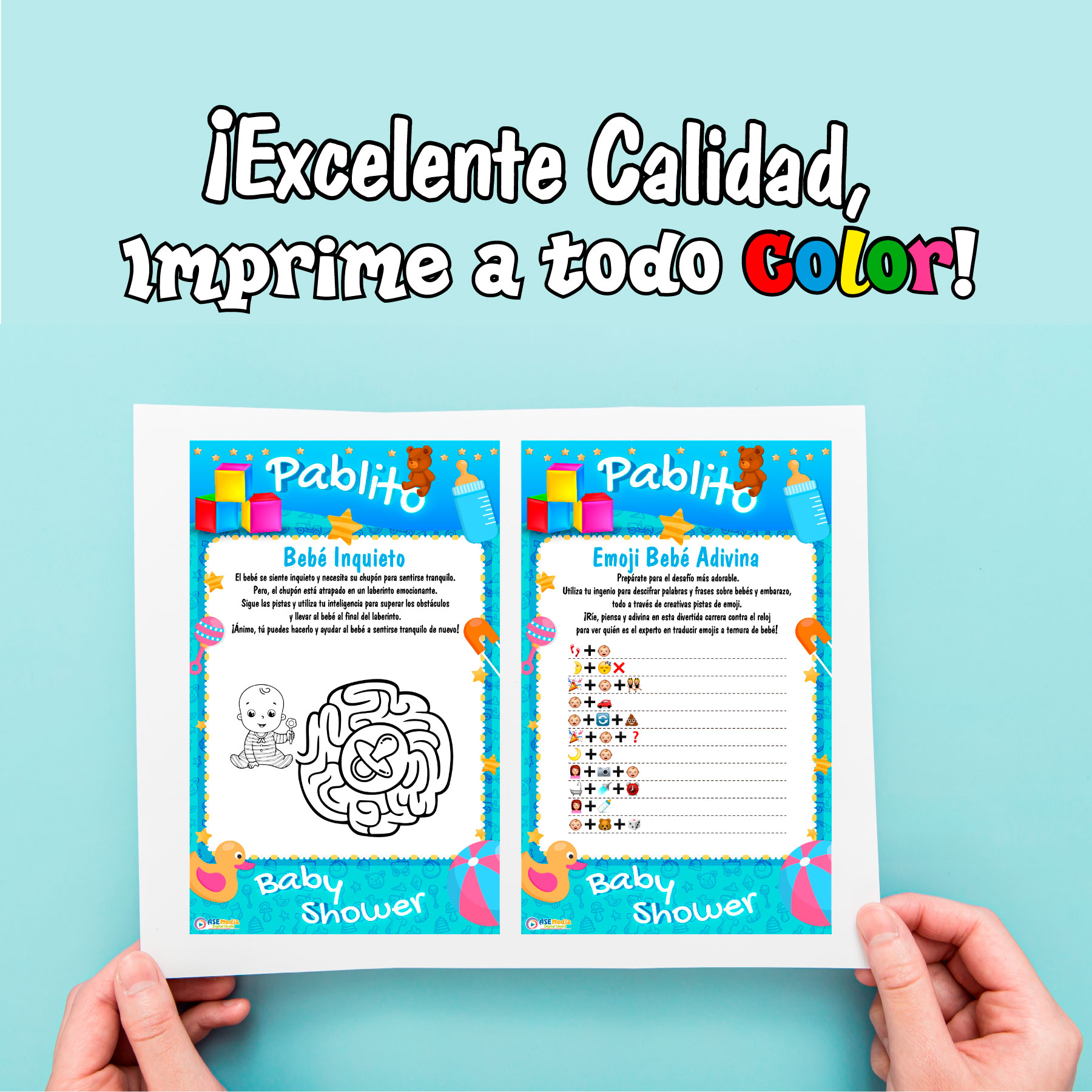 Juegos Baby Shower Osito con Globos Imprimible