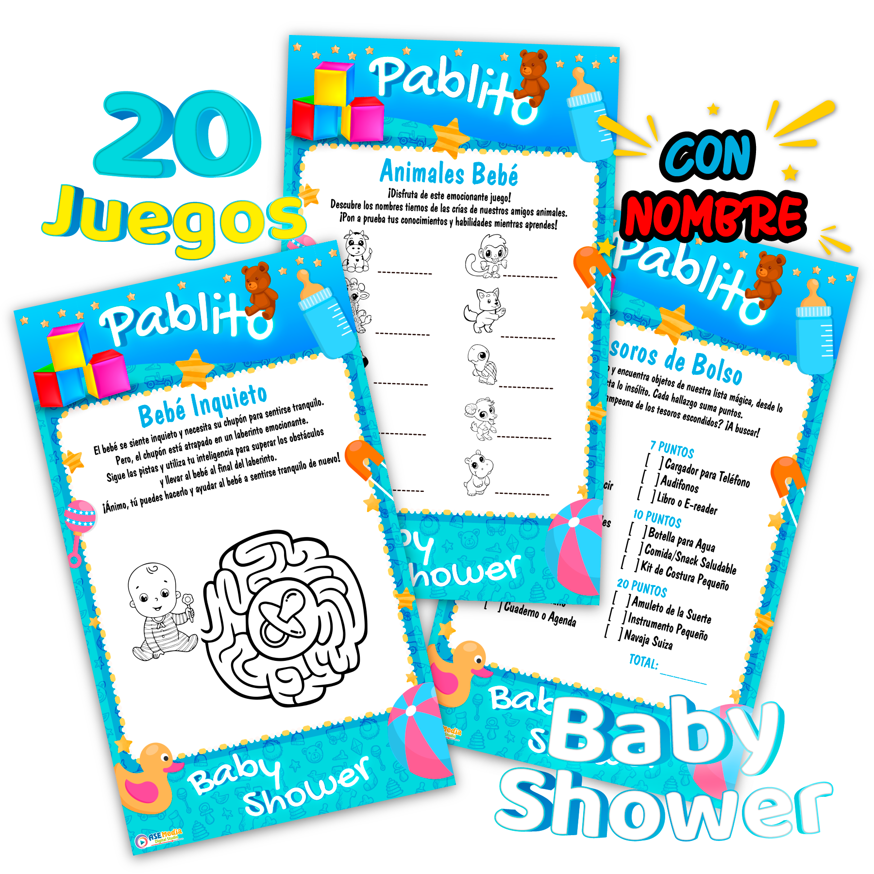 Juegos Baby Shower Niño Imprimible