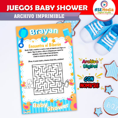 Juegos Baby Shower Osita con Globos Imprimible