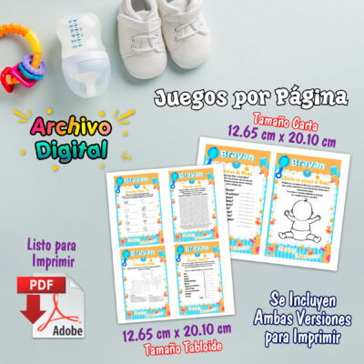 Juegos Baby Shower Osita con Globos Imprimible