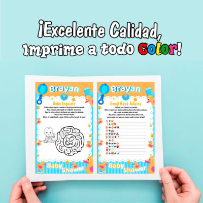 Juegos Baby Shower Osita con Globos Imprimible