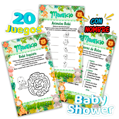 Juegos Baby Shower Safari Animalitos Zoologico Imprimible