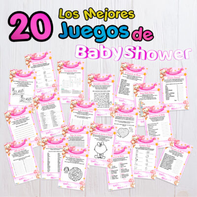 Juegos Baby Shower Rosa Dorado Imprimible