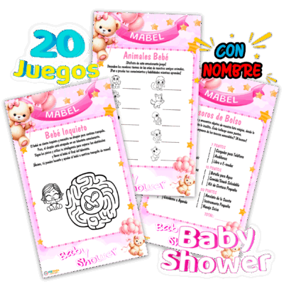 Juegos Baby Shower Osita con Globos Imprimible