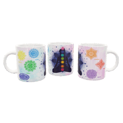 Chakras Buena Vibra Plantilla Editable para Sublimación de Taza