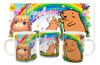 Capybara Plantilla Editable para Sublimación de Taza