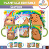 Capybara Plantilla Editable para Sublimación de Taza