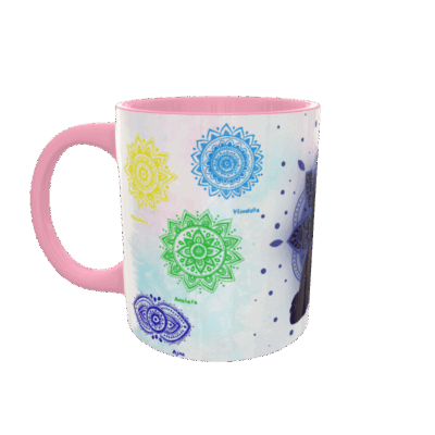 Chakras Buena Vibra Plantilla Editable para Sublimación de Taza