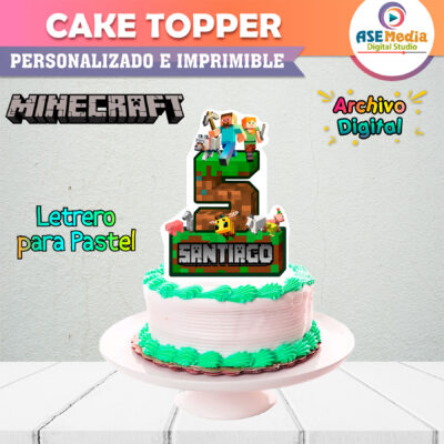 Minecraft Cake Topper Letrero Imprimible para Pastel