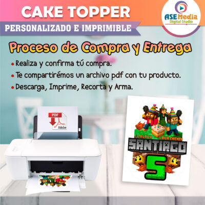 Minecraft Cake Topper Letrero Imprimible para Pastel