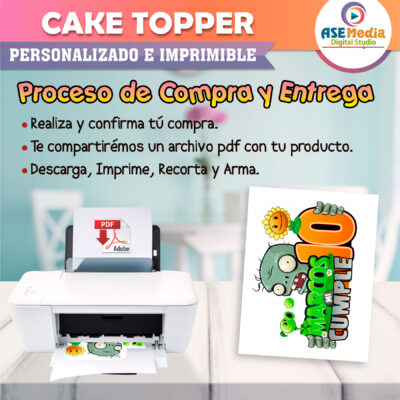 CKTPDIGPMINET02 Cake Topper Letrero Imprimible para Pastel