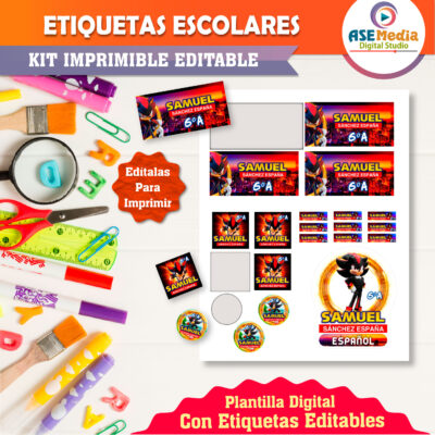 Capybara Etiquetas Escolares Editables