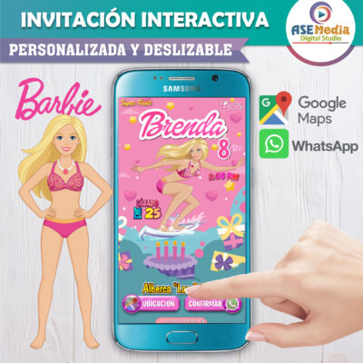 Barbie Albercada – Invitación Interactiva de Cumpleaños para WhatsApp