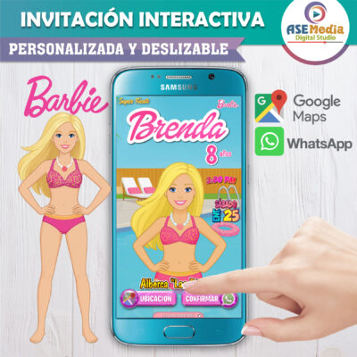 Barbie Albercada – Invitación Interactiva de Cumpleaños para WhatsApp