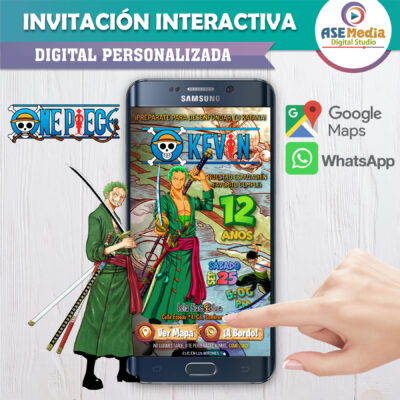 One Piece, Roronoa Zoro – Invitación Interactiva de Cumpleaños para WhatsApp