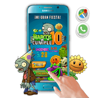 Plantas Vs Zombies 02 – Invitación Interactiva de Cumpleaños para WhatsApp