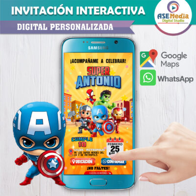 Super Heroes – Invitación Interactiva de Cumpleaños para WhatsApp