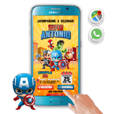 Super Heroes – Invitación Interactiva de Cumpleaños para WhatsApp