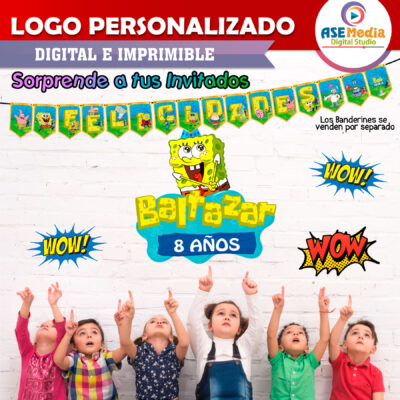 Bob Esponja con Gorrito Logo Personalizado con Nombre