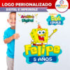 Bob Esponja Festejando Logo Personalizado con Nombre