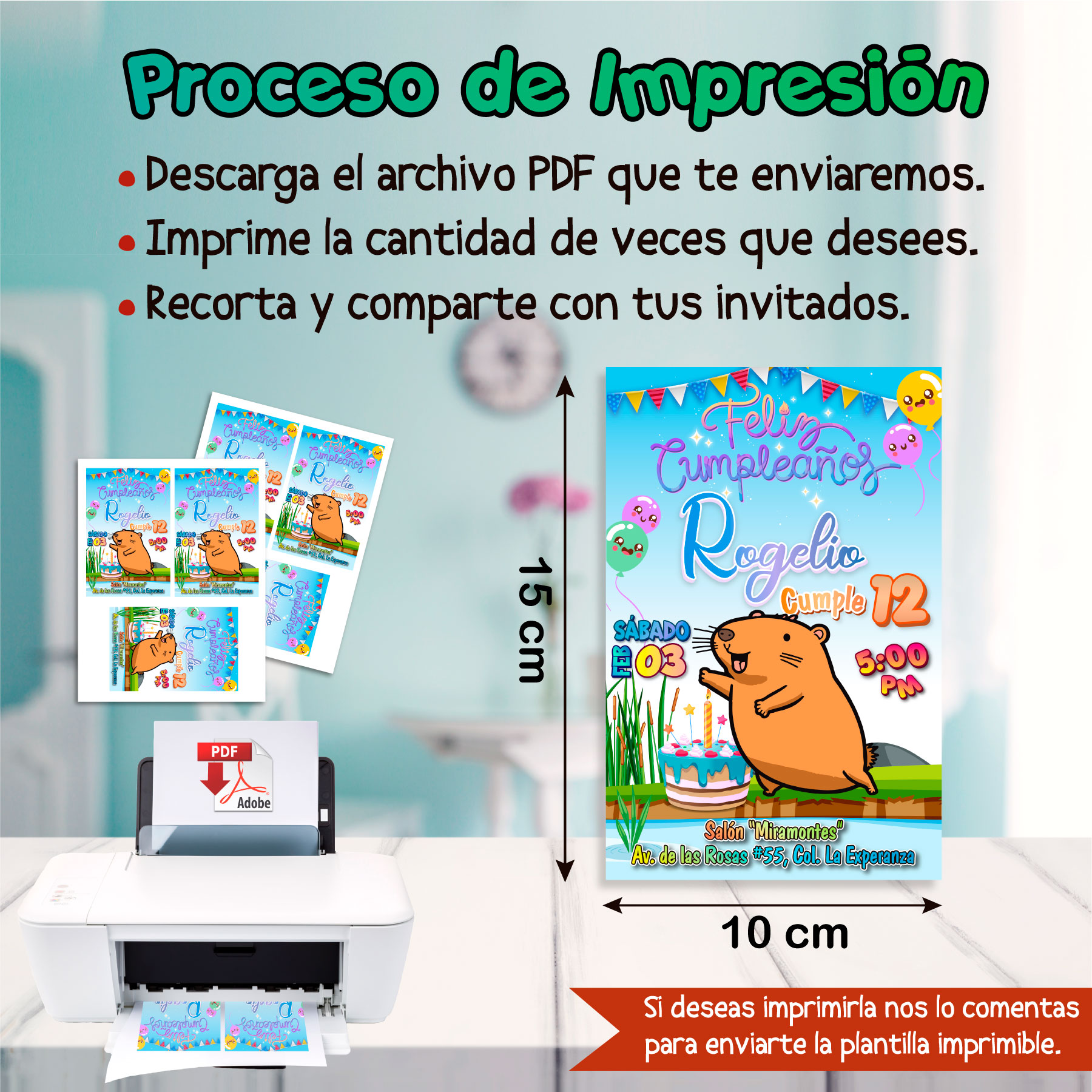 Capybara para Niño – Invitación Digital de Cumpleaños