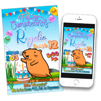 Capybara para Niño – Invitación Digital de Cumpleaños