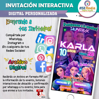Huntrix, KPOP Demon Hunters – Invitación Web Video Interactiva de Cumpleaños