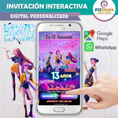 KPOP Demon Hunters – Invitación Interactiva de Cumpleaños para WhatsApp
